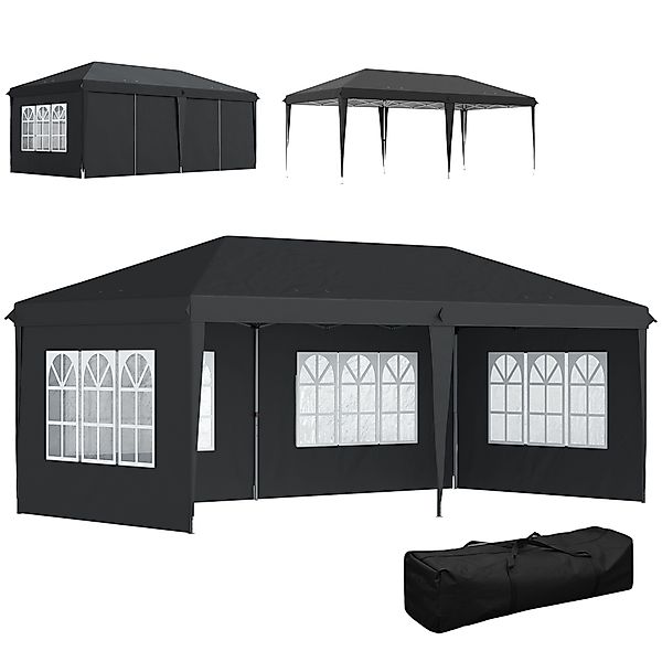Outsunny Pavillon ca. 3x6m Wasserdicht Pop-up Faltpavillon mit 4 Seitenwänd günstig online kaufen