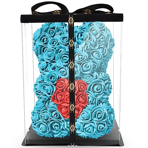 Kunstblume Rosenbär mit Herz Geschenk für günstig online kaufen