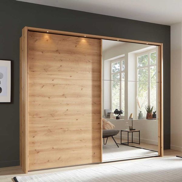 Kleiderschrank in Eiche Bianco Schwebetüren günstig online kaufen