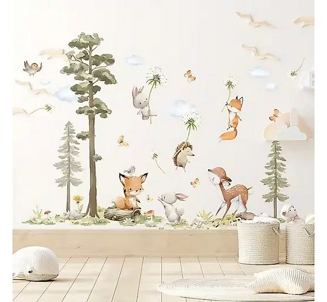 Montegoni Wandtattoo Wandaufkleber Kaninchen Fuchs Hirsch Baum für Kinderzi günstig online kaufen