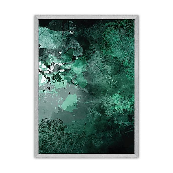 Poster Abstract Green, 21 x  30 cm, Rahmen wählen: silber günstig online kaufen