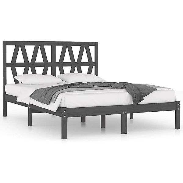 vidaXL Massivholzbett Grau Kiefer 200x200 cm1118613 günstig online kaufen