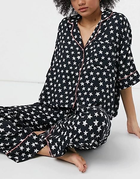 ASOS DESIGN – Mix & Match – Pyjama-Oberteil aus 100% Modal mit Sternmuster günstig online kaufen