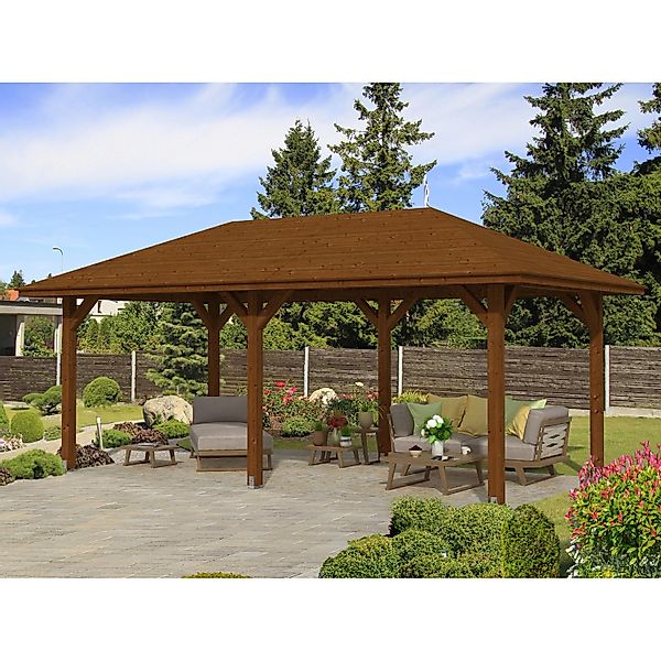 Skan Holz Holz-Pavillon Orleans 1 Eiche hell lasiert 294 cm x 576 cm günstig online kaufen