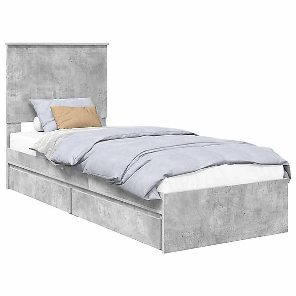 vidaXL Stauraumbett Betongrau 75 x 190 cm Holzwerkstoff 3411260 günstig online kaufen