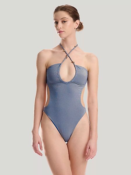 Wolford - High Shine Metallic Swimsuit, Frau, skydiver metallic, Größe: XL günstig online kaufen