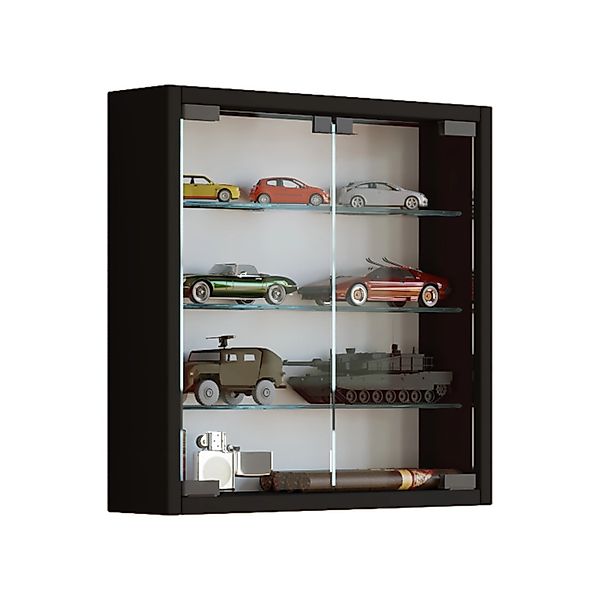 ebuy24 Mandosa S Vitrinenschrank an der Wand Montierte 2 Glastüren Schwarz günstig online kaufen
