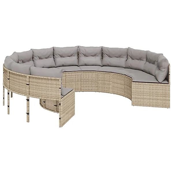 vidaXL Gartensofa mit Kissen Rund Beige Poly-Rattan 3318542 günstig online kaufen