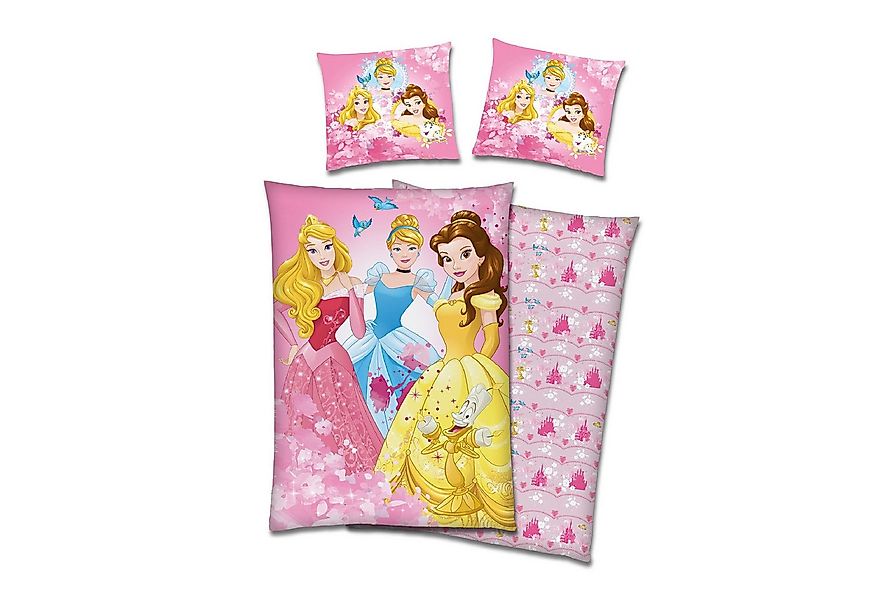 Familando Kinderbettwäsche Disney Prinzessinnen, Set 135x200 80x80 cm Fleec günstig online kaufen