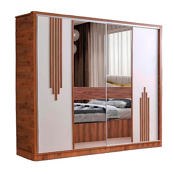 Xlmoebel Kleiderschrank Modernes Design Schlafzimmerschrank in Weiß und Bra günstig online kaufen