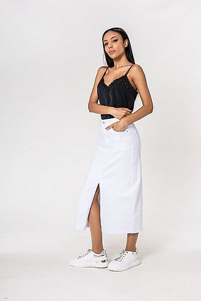 Nina Carter Sommerrock Langer mit Schlitz Stretch Denim Midi Denim Midi Ski günstig online kaufen