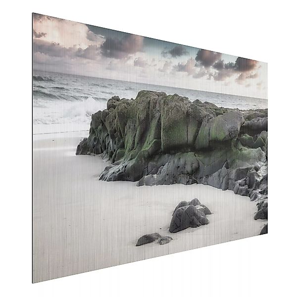 Alu-Dibond Bild Natur & Landschaft - Querformat 3:2 Felsen am Strand günstig online kaufen