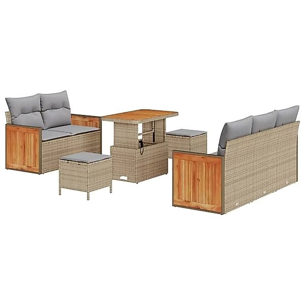 vidaXL Gartensofa-Set mit Kissen 10 Stk Beige und Hellgrau Poly-Rattan 3365 günstig online kaufen