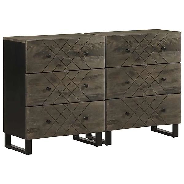 vidaXL Sideboards 2 Stk Schwarz 60x33x75 cm Massivholz Mango 3309998 günstig online kaufen