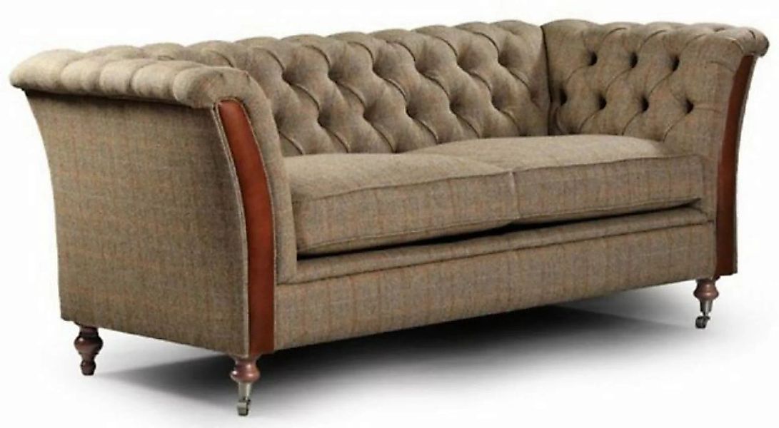 Casa Padrino Chesterfield-Sofa Luxus Chesterfield 2er Sofa Grau / Braun 186 günstig online kaufen