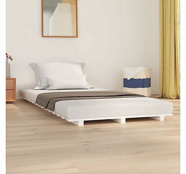 furnicato Bett Massivholzbett Weiß 100x200 cm Kiefer günstig online kaufen
