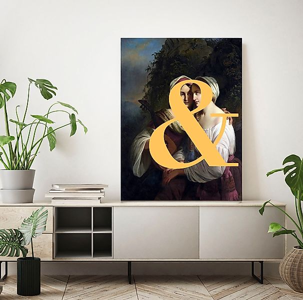 queence Acrylglasbild »Liebespaar mit Farbklecks«, Kunst-Gemälde-Frau-Bilde günstig online kaufen