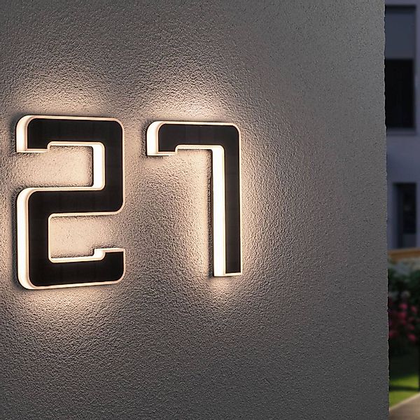 Paulmann LED Außen-Wandleuchte "Solar Hausnummer" LED-Modul 1 Stk. Warmweiß günstig online kaufen
