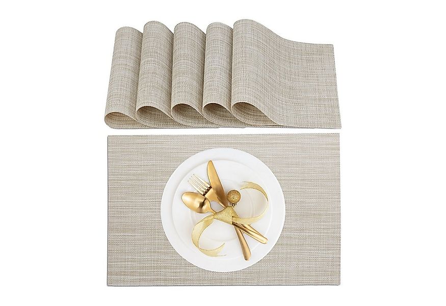 relaxdays Platzset Tischset 6-teilig, Beige günstig online kaufen