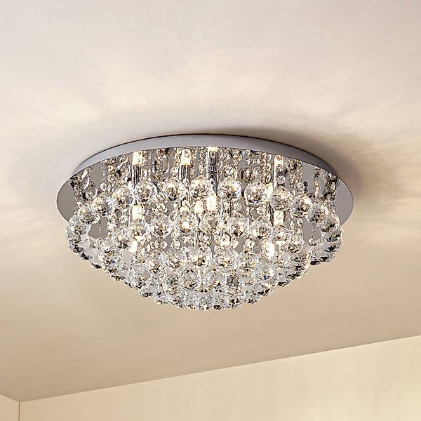 Lindby Deckenleuchte Antonino, Ø 55 cm, 8-flg., Kristall, G9 günstig online kaufen