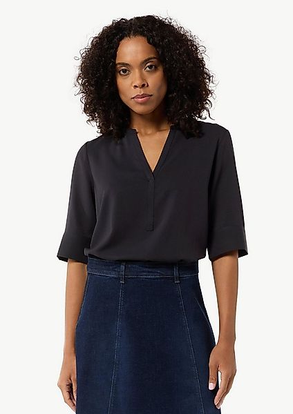 comma Kurzarmbluse Bluse Twill-Bluse im Relaxed Fit mit Tunika-Ausschnitt günstig online kaufen