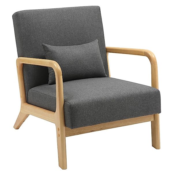 DELUKE Lounger Sessel DUBAI Holz Dunkelgrau 64x80x74cm Loungesessel Wohnzim günstig online kaufen