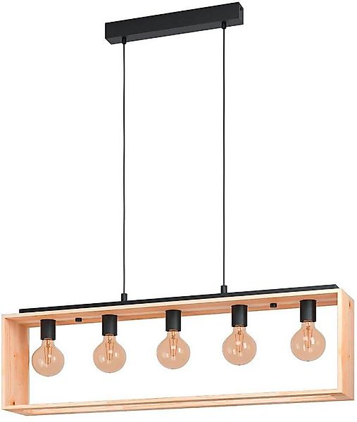 EGLO Hängeleuchte »FAMBOROUGH Pendellampe, Stahl und Holz, E27, Wohnzimmerl günstig online kaufen