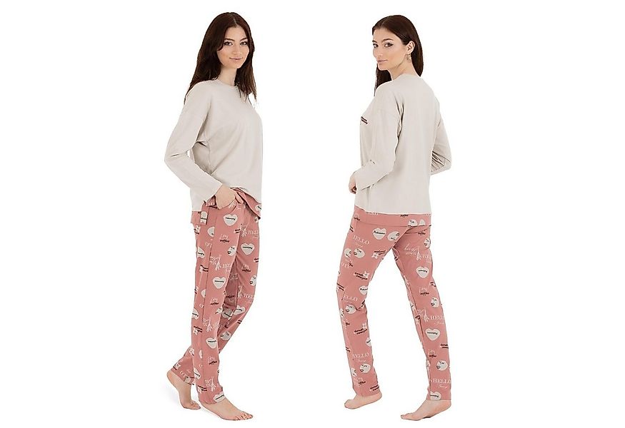 LOREZA Schlafanzug Schlafanzug Pyjama langarm- Spring - Pastel (Set, 2 tlg) günstig online kaufen