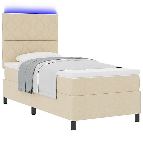 vidaXL Bett Boxspringbett mit Matratze & LED Creme 100x200 cm Stoff (1-tlg) günstig online kaufen