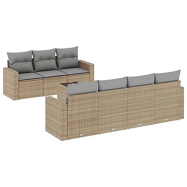 vidaXL 8-Tlg Garten-Sofagarnitur mit Kissen Beige Poly Rattan 3218719 günstig online kaufen