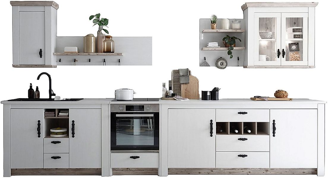 Home affaire Küchenzeile Florenz, Küche in Pinie Weiß, mit Herdumbau, ohne günstig online kaufen