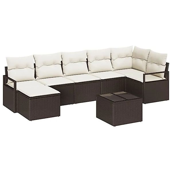 vidaXL Sofa Set mit Kissen 8-Tlg Braun und Creme Poly-Rattan 3355147 günstig online kaufen