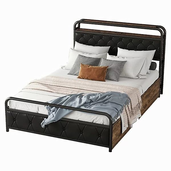 TavilaEcon Polsterbett Doppelbett, Eisenrahmen, 140×200cm (Ohne Matratze), günstig online kaufen