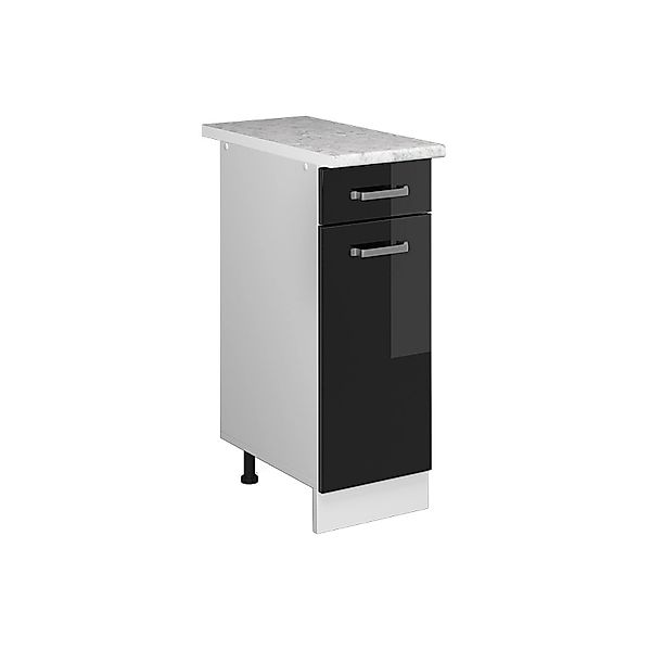 Vicco Küchenunterschrank R-Line Schwarz Hochglanz/Weiß 30 cm AP Marmor günstig online kaufen