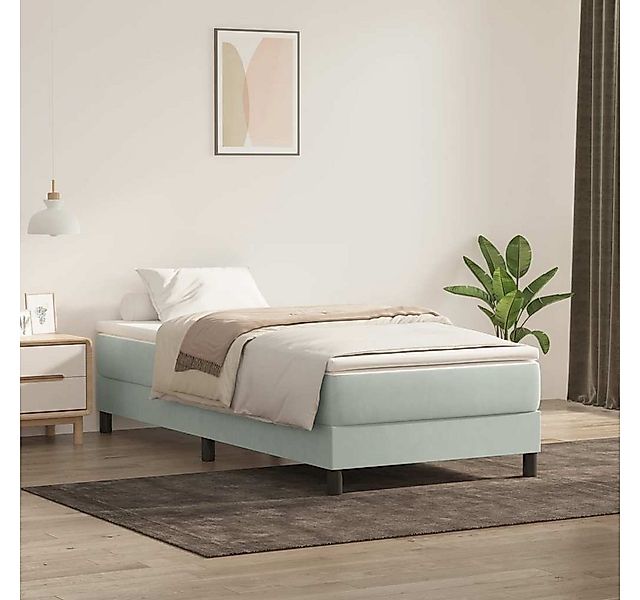 vidaXL Boxspringbett, Boxspringbett mit Matratze Hellgrau 90x220 cm Samt günstig online kaufen