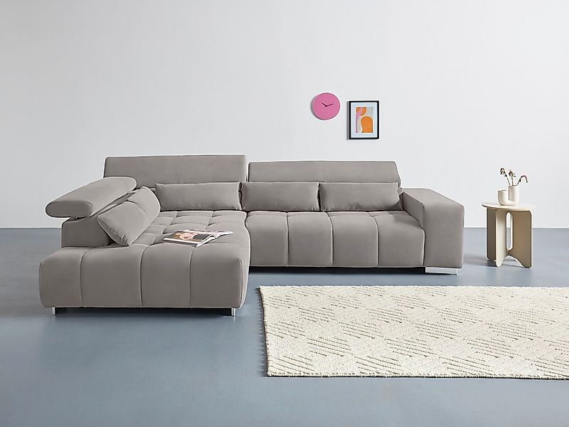 COTTA Ecksofa "Orion L-Form", mit Kopfteilverstellung & 5 Nierenkissen günstig online kaufen