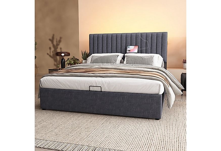 STILVORA Polsterbett 140x200 Bettgestell mit USB Type C, Doppelbett Jugendb günstig online kaufen