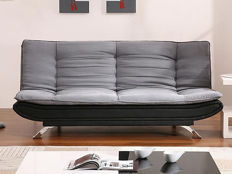 Schlafsofa Klappsofa - Stoff - Grau & Schwarz -  DEMIDO III günstig online kaufen