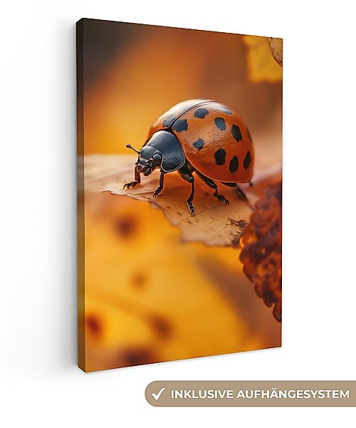 OneMillionCanvasses® Leinwandbild Marienkäfer - Herbst - günstig online kaufen