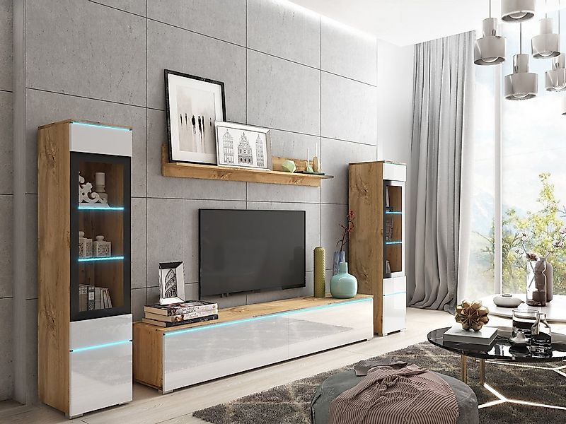 INOSIGN Wohnwand VERA II, Vitrinen Türanschlag wechselbar, (Komplett-Set, 4 günstig online kaufen