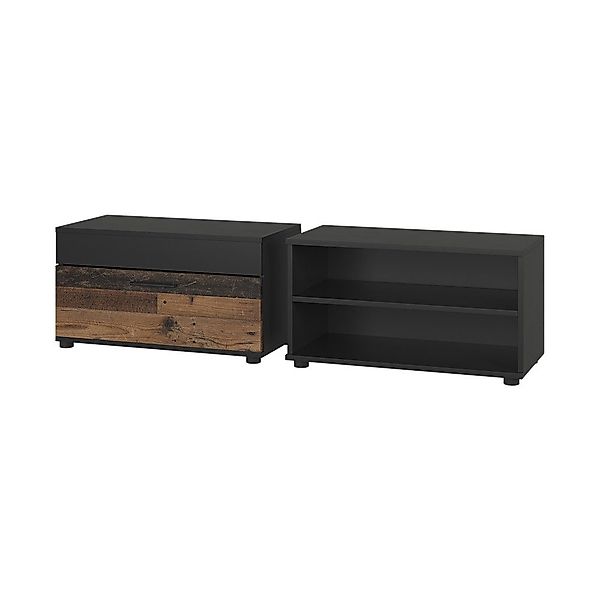 Vicco Wohnwand Berno, Schwarz/Oldstyle, 2 Teile günstig online kaufen