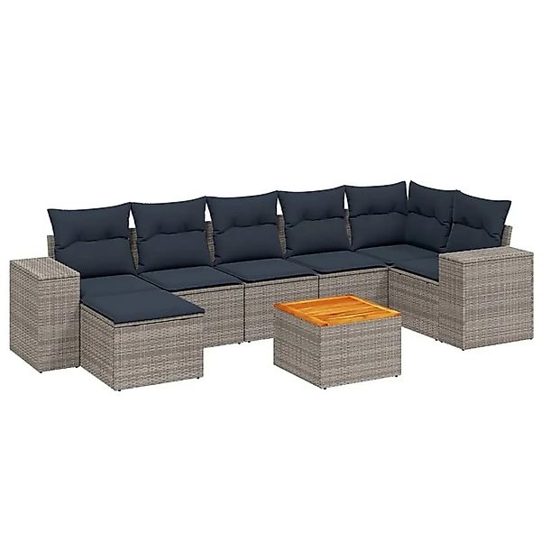 vidaXL 8-Tlg Gartensofa-Set mit Kissen Grau Polyrattan 3225557 günstig online kaufen