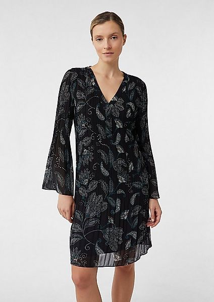 comma Midikleid Kleid Blusenkleid in Plissee-Optik günstig online kaufen