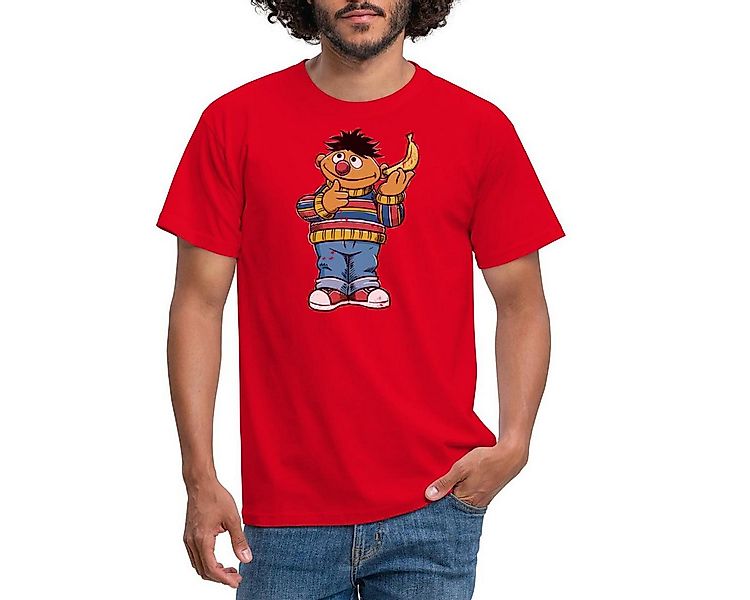 Spreadshirt T-Shirt Sesamstraße Ernie Mit Banane Pose Lustig Used Look Männ günstig online kaufen