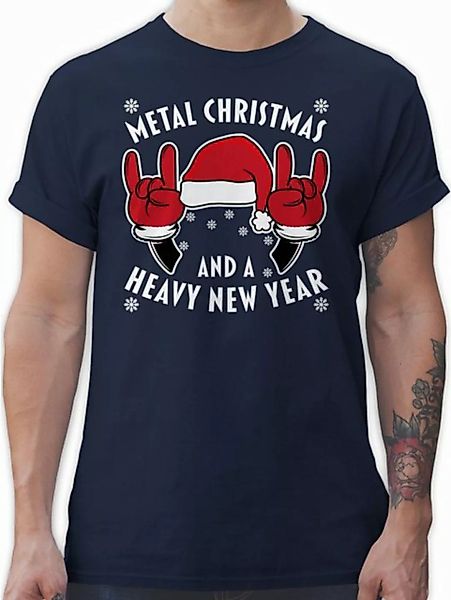 Shirtracer T-Shirt Metal Christmas and a Heavy New Year - weiß Weihnachten günstig online kaufen