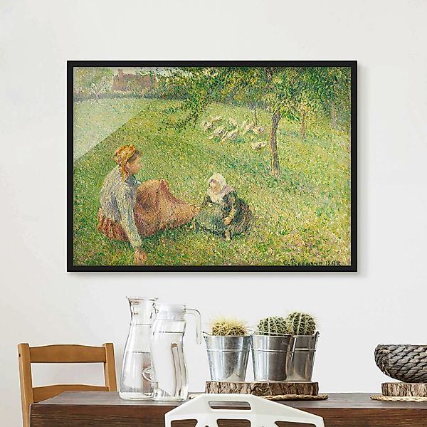 Bild mit Rahmen Kunstdruck - Querformat Camille Pissarro - Gänsehirtin günstig online kaufen