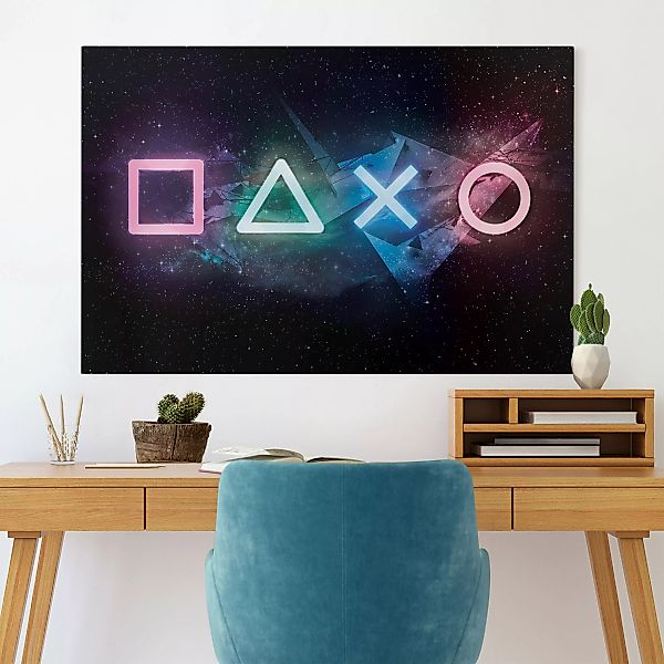 Leinwandbild Controller Symbole in ferner Galaxie günstig online kaufen