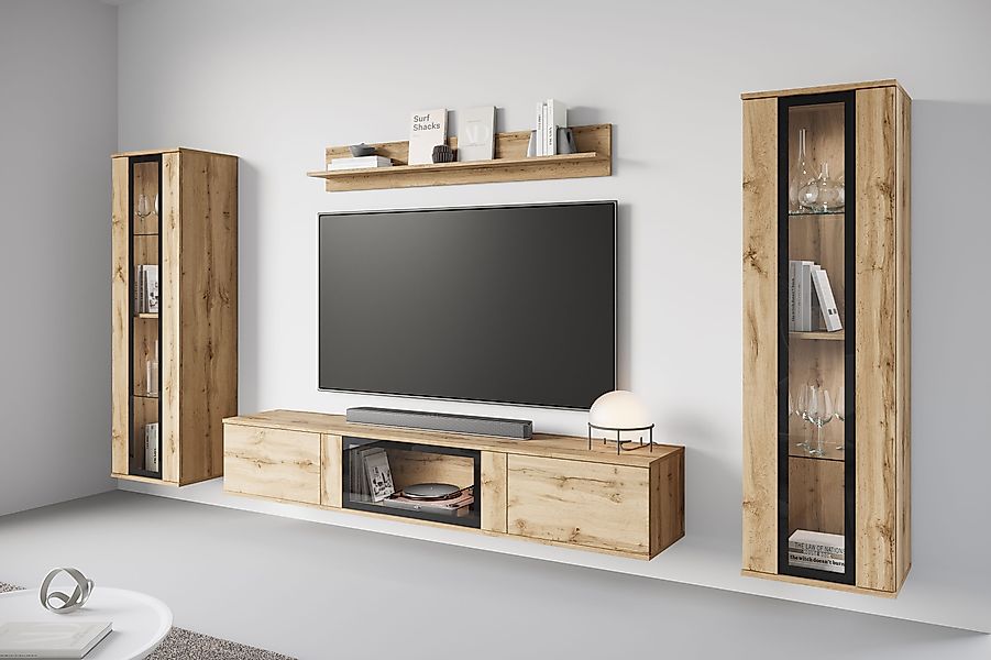 INOSIGN Wohnwand "Caro, stehend und hängend montierbar", (Komplett-Set, 4 S günstig online kaufen