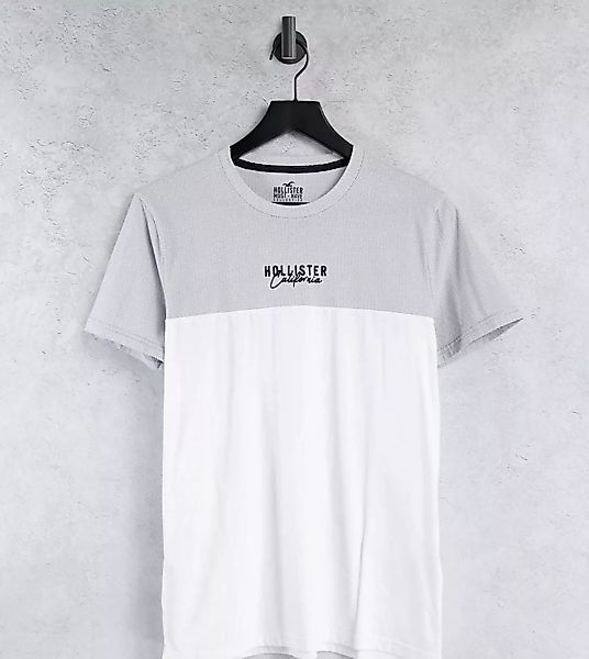 Hollister – T-Shirt mit Rundhalsausschnitt, Farbblockdesign und mittigem Lo günstig online kaufen