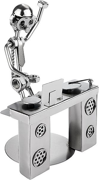 BRUBAKER Dekofigur Schraubenmännchen DJ am Mischpult - Silberne Eisenfigur günstig online kaufen